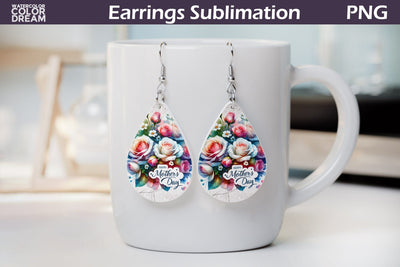 Mother's Day Teardrop Earrings | Happy Mother's Day Earrings Sublimation WatercolorColorDream 