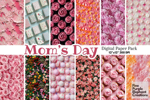 Mother's Day Texture Digital Paper | Mom Love Digital Pattern Fine Purple Elephant Creations 