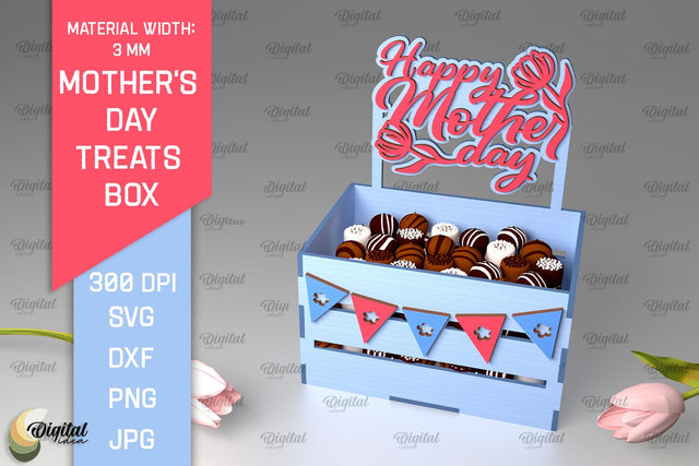 Mother's Day Treats Box SVG. 3D Gift Box Laser Cut SVG Evgenyia Guschina 