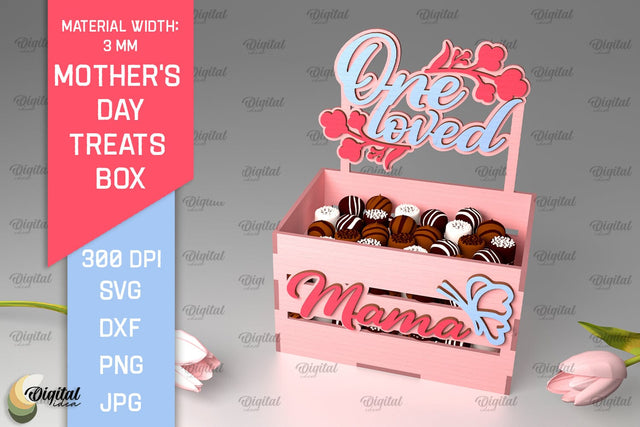 Mother's Day Treats Box SVG. 3D Gift Box Laser Cut SVG Evgenyia Guschina 