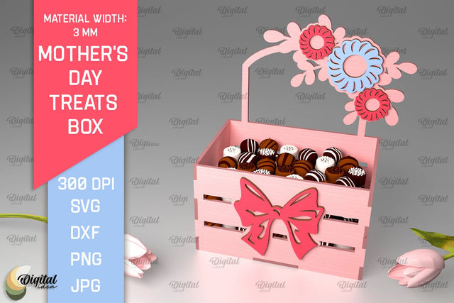 Mother's Day Treats Box SVG. 3D Gift Box Laser Cut SVG Evgenyia Guschina 