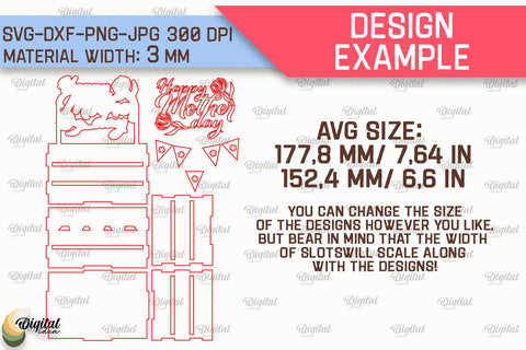 Mother's Day Treats Box SVG Bundle. 3D Gift Box Laser Cut SVG Evgenyia Guschina 