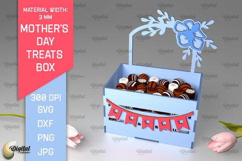 Mother's Day Treats Box SVG Bundle. 3D Gift Box Laser Cut SVG Evgenyia Guschina 