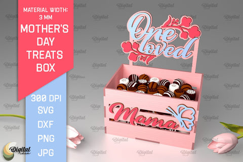Mother's Day Treats Box SVG Bundle. 3D Gift Box Laser Cut SVG Evgenyia Guschina 