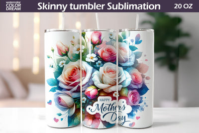 Mother's Day Tumbler | Mother's Day Flowers Tumbler Sublimation WatercolorColorDream 