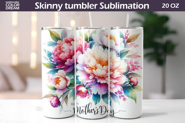 Mother's Day Tumbler | Mother's Day Flowers Tumbler Sublimation WatercolorColorDream 
