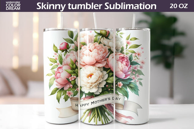 Mother's Day Tumbler | Mother's Day Flowers Tumbler Sublimation WatercolorColorDream 
