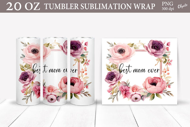 Mothers Day Tumbler PNG. Flower Tumbler Sublimation Wrap Sublimation Olga Terlyanskaya 