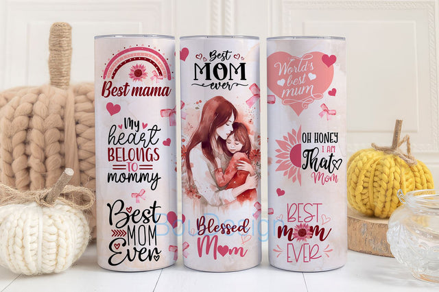 Mothers Day Tumbler Wrap, Tumbler Mom, Mom Tumbler Wrap, Best Mom Ever PNG Template, 20oz Skinny Tumbler Sublimation Design, Gift For Mama Sublimation BouDesign 