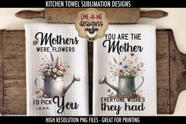 Mothers Day Watering Can Flowers | Kitchen Towel Sublimation Sublimation Ewe-N-Me Designs 