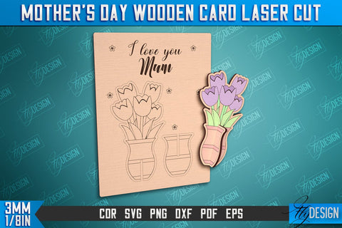 Mother's Day Wooden Card Bundle | Flower Design | Greeting Cards | Granny Gift | CNC File SVG Fly Design 