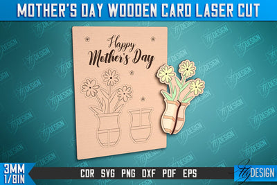 Mother's Day Wooden Card | Flower Design | Greeting Cards | Granny Gift | CNC File SVG Fly Design 