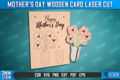 Mother's Day Wooden Card | Flower Design | Greeting Cards | Granny Gift | CNC File SVG Fly Design 