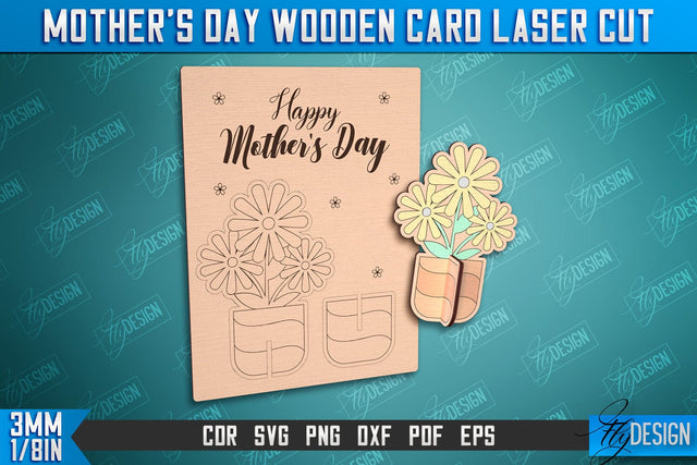 Mother's Day Wooden Card | Flower Design | Greeting Cards | Granny Gift | CNC File SVG Fly Design 
