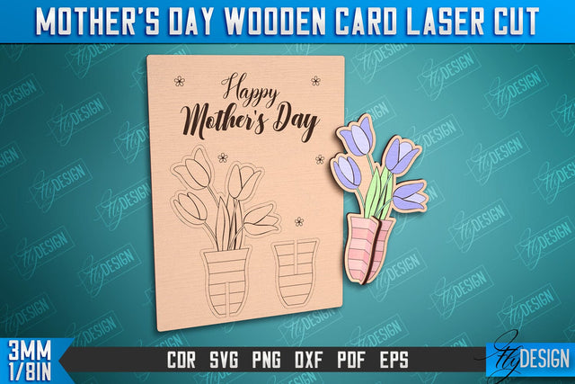 Mother's Day Wooden Card | Flower Design | Greeting Cards | Granny Gift | CNC File SVG Fly Design 
