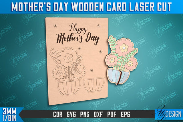Mother's Day Wooden Card | Flower Design | Greeting Cards | Granny Gift | CNC File SVG Fly Design 