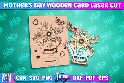 Mother's Day Wooden Card | Flower Design | Greeting Cards | Granny Gift | CNC File SVG The T Store Design 