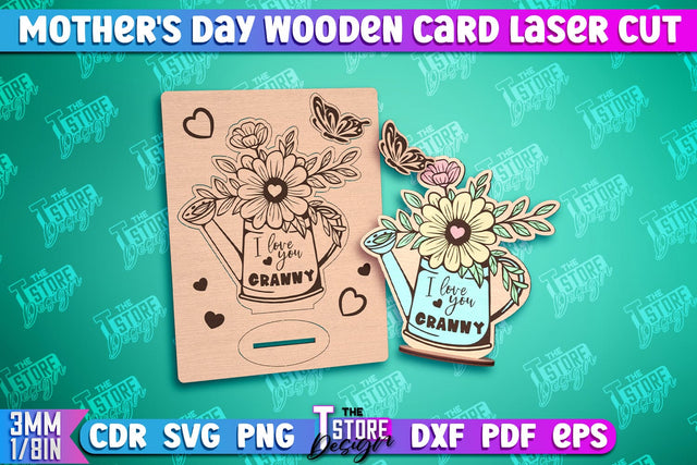 Mother's Day Wooden Card | Flower Design | Greeting Cards | Granny Gift | CNC File SVG The T Store Design 