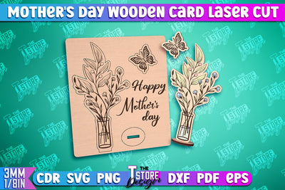 Mother's Day Wooden Card | Flower Design | Greeting Cards | Granny Gift | CNC File SVG The T Store Design 