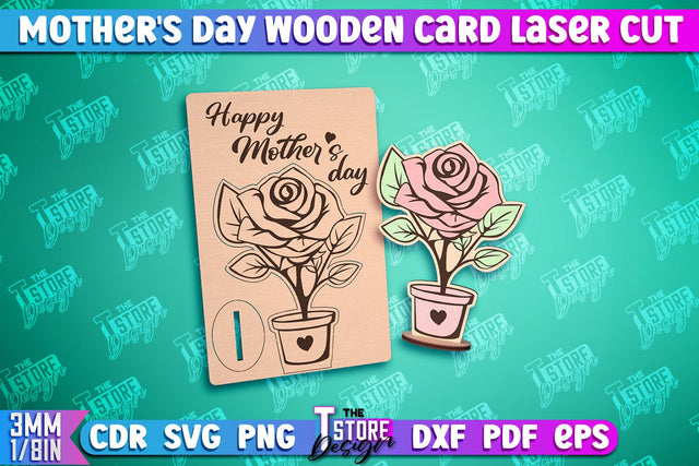 Mother's Day Wooden Card | Flower Design | Greeting Cards | Granny Gift | CNC File SVG The T Store Design 