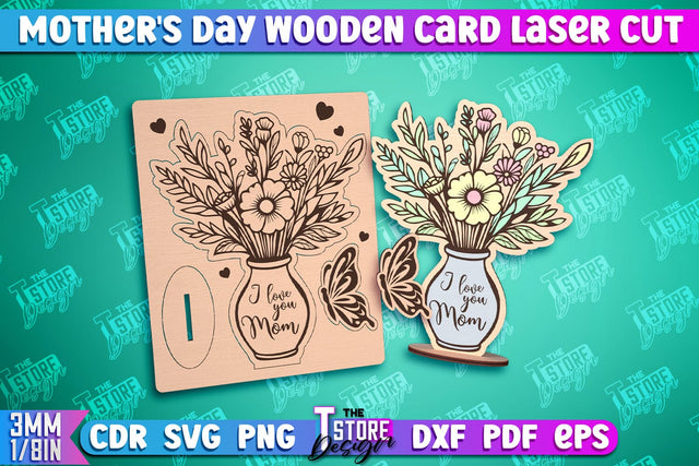 Mother's Day Wooden Card | Flower Design | Greeting Cards | Granny Gift | CNC File SVG The T Store Design 