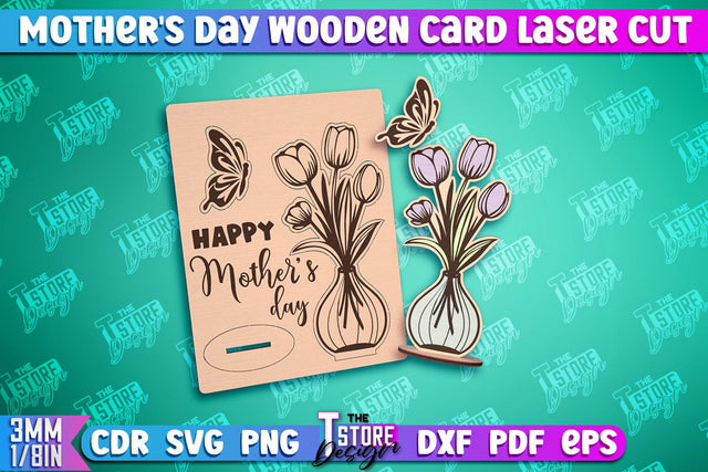 Mother's Day Wooden Card | Flower Design | Greeting Cards | Granny Gift | CNC File SVG The T Store Design 