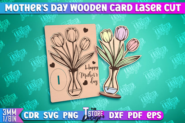 Mother's Day Wooden Card | Flower Design | Greeting Cards | Granny Gift | CNC File SVG The T Store Design 