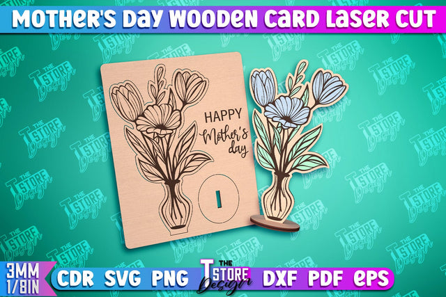 Mother's Day Wooden Card | Flower Design | Greeting Cards | Granny Gift | CNC File SVG The T Store Design 