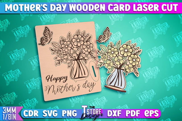Mother's Day Wooden Card | Flower Design | Greeting Cards | Granny Gift | CNC File SVG The T Store Design 