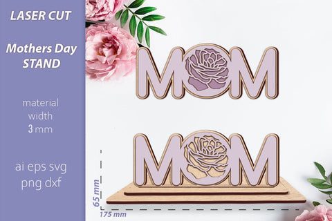 Mothers day wooden stand laser cut, Flower mom layered SVG AnastasiyaArtDesign 
