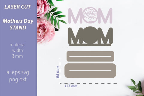 Mothers day wooden stand laser cut, Flower mom layered SVG AnastasiyaArtDesign 
