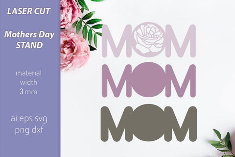 Mothers day wooden stand laser cut, Flower mom layered SVG AnastasiyaArtDesign 
