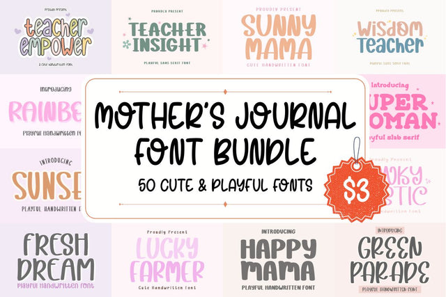 Mother's Journal Font Bundle Font Masyafi Studio 
