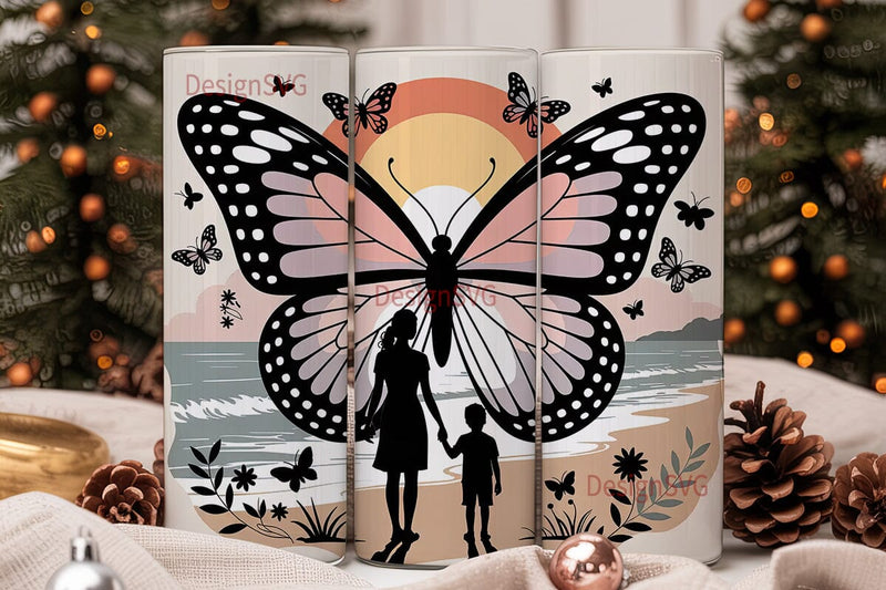 Mother's Love Butterfly 20oz Tumbler Sublimation DesignSVG 