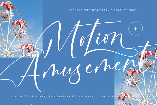 Motion Amusement - Modern Signature Font Font Letterena Studios 