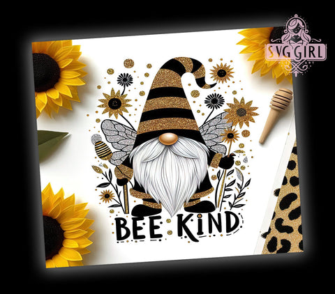 Motivation Positive Affirmations 20oz Tumbler Wrap Sublimation Design, Straight Tapered Tumbler Wrap, Bee KIND Gnome Sunflower Tumbler Png, Instant Digital Download Sublimation SvggirlplusArt 