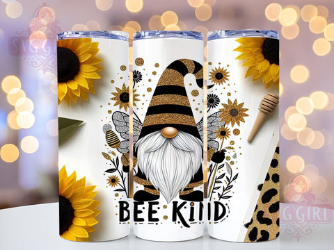 Motivation Positive Affirmations 20oz Tumbler Wrap Sublimation Design, Straight Tapered Tumbler Wrap, Bee KIND Gnome Sunflower Tumbler Png, Instant Digital Download Sublimation SvggirlplusArt 