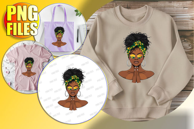 Motivational Afro Woman Portrait PNG Sublimation afrosvg 