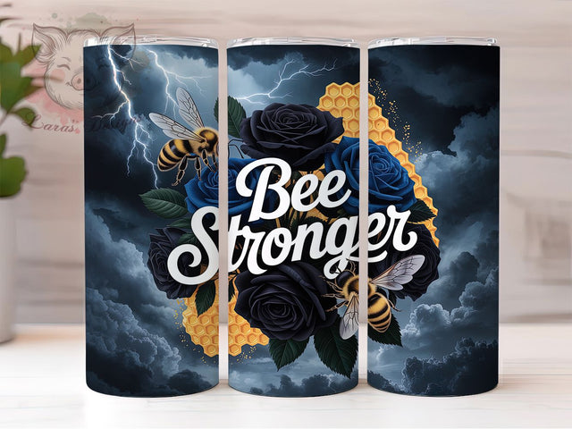 Motivational Bee Stronger Tumbler, Motivational Tumbler Design, Affirmation Bee Wrap, Positive Quote Wrap, Rustic Bee Wrap, Sublimation Design, Trendy Gift Idea Sublimation Lara' s Designs 