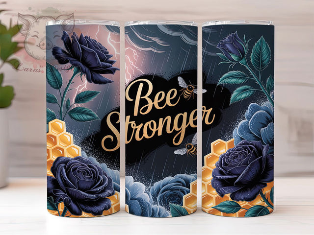 Motivational Bee Stronger Tumbler, Motivational Tumbler Design, Affirmation Bee Wrap, Positive Quote Wrap, Rustic Bee Wrap, Sublimation Design, Trendy Gift Idea Sublimation Lara' s Designs 