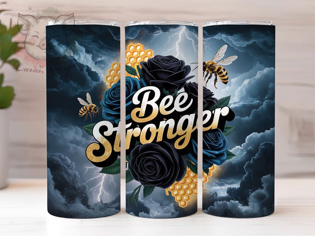 Motivational Bee Stronger Tumbler, Motivational Tumbler Design, Affirmation Bee Wrap, Positive Quote Wrap, Rustic Bee Wrap, Sublimation Design, Trendy Gift Idea Sublimation Lara' s Designs 