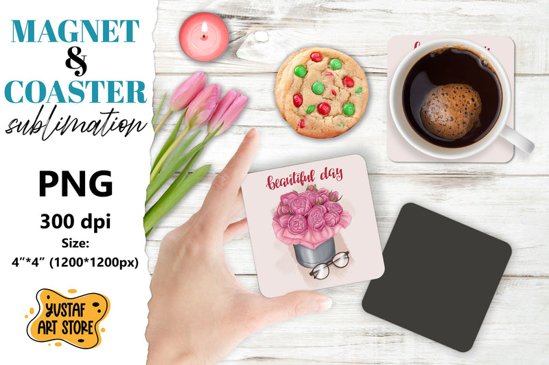 Motivational Coaster & Magnet design. Beautiful day Sublimation Yustaf Art Store 