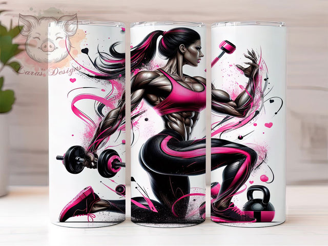 Motivational Fitness Woman Gym Tumbler, Woman Sports Wrap, 20Oz Sublimation Design, Fitness Inspiration Cup, Workout Motivation Drinkware, Athletic Woman Gift, Gym Lover Tumbler Sublimation Lara' s Designs 