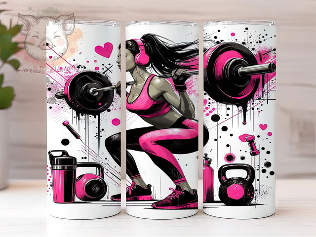 Motivational Fitness Woman Gym Tumbler, Woman Sports Wrap, 20Oz Sublimation Design, Fitness Inspiration Cup, Workout Motivation Drinkware, Athletic Woman Gift, Gym Lover Tumbler Sublimation Lara' s Designs 