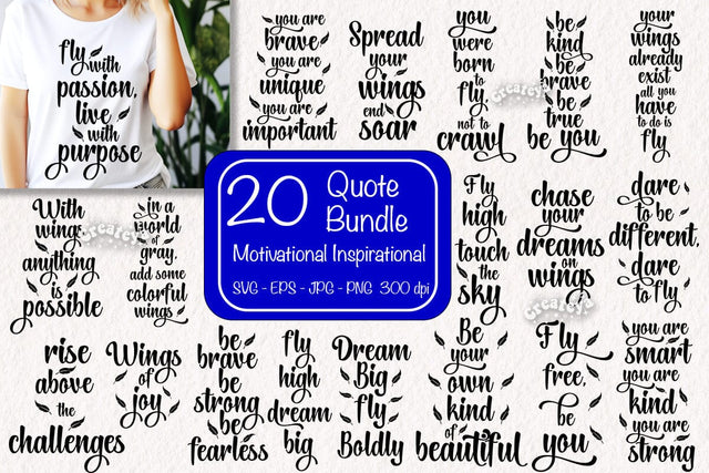 Motivational Inspirational and Empowering t-shirt quotes Bundle SVG Positive quotes Woman quotes bundle T shirt bundle svg SVG Createya Design 