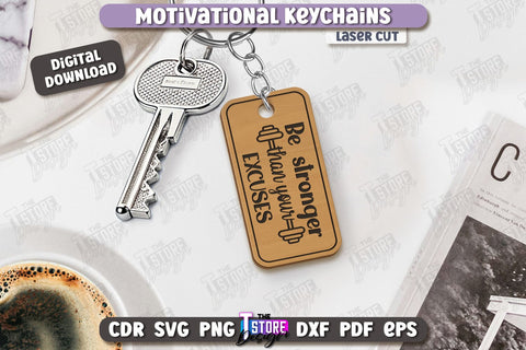 Motivational Keychains Laser Cut Bundle | Inspirational Quotes SVG | Laser Engraving | CNC Files SVG The T Store Design 