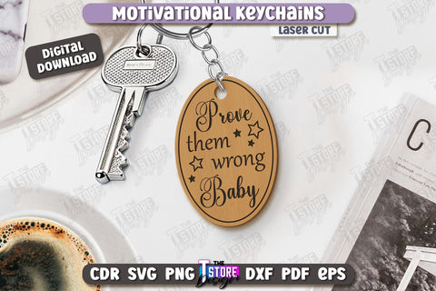 Motivational Keychains Laser Cut Bundle | Inspirational Quotes SVG | Laser Engraving | CNC Files SVG The T Store Design 
