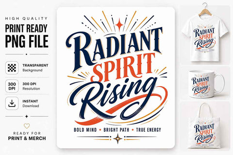 Motivational Quote PNG Radiant Spirit Rising Inspirational Sublimation Design SVG BillahCrafts 