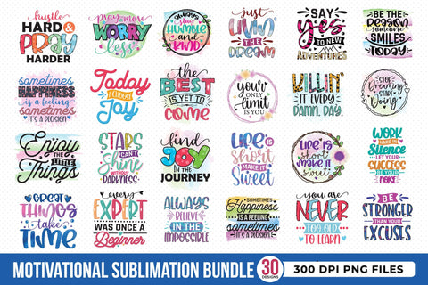 Motivational Quote Sublimation Bundle PNG Sublimation CraftLabSVG 
