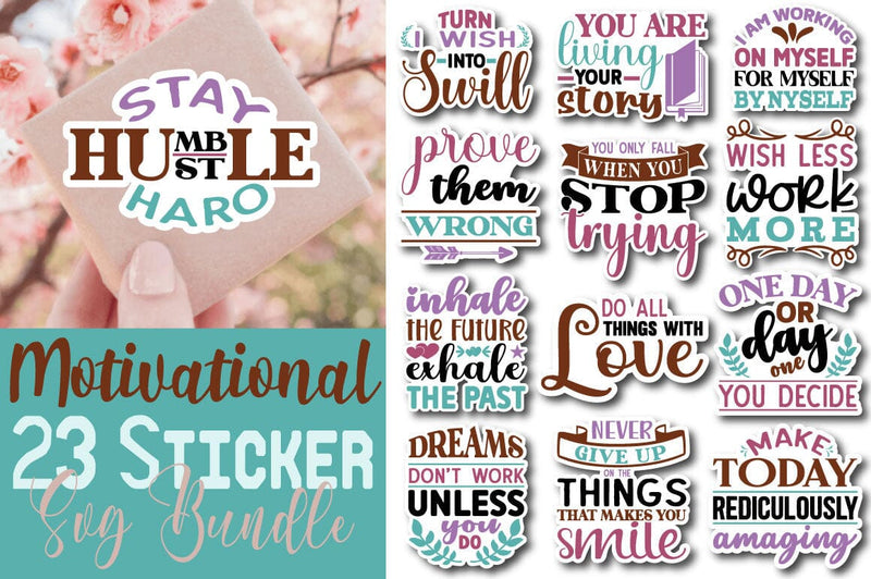 Motivational Quotes Sticker Svg Bundle SVG Angelina750 